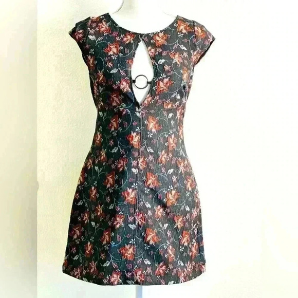 Free People Say Yes Floral Jacquard Textured Knit Mini Dress Size 4 - Picture 3 of 11